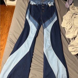 3 Shade Blue Flared/Wide Leg Cut Pants